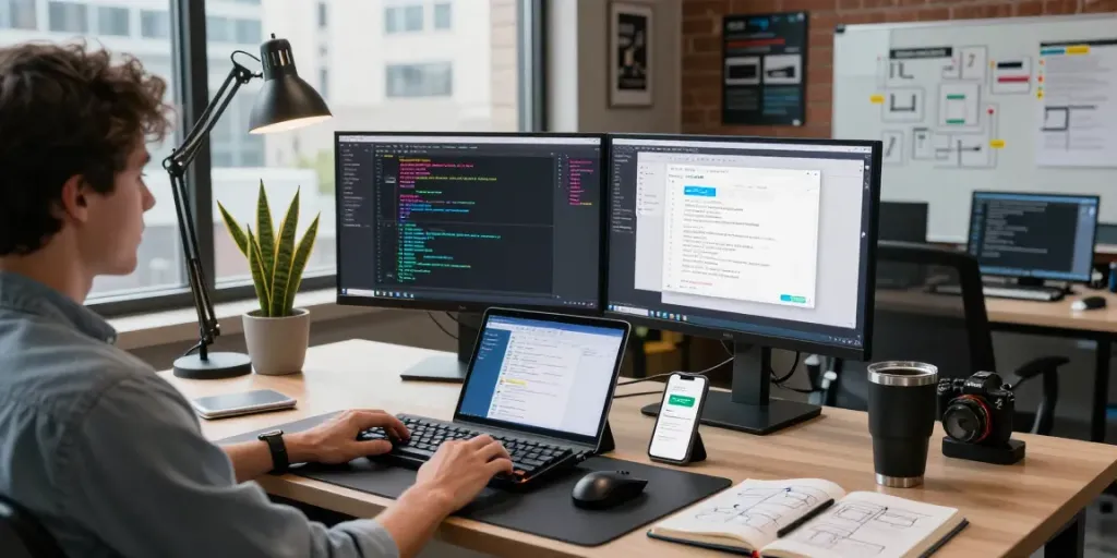 Proses natunatoto login di ruang kerja perangkat lunak yang modern dan produktif.